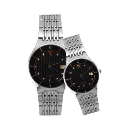 China Non-specific 2020 hot sale high quality black dial hand watches couple quartz stainless steel watch for sale