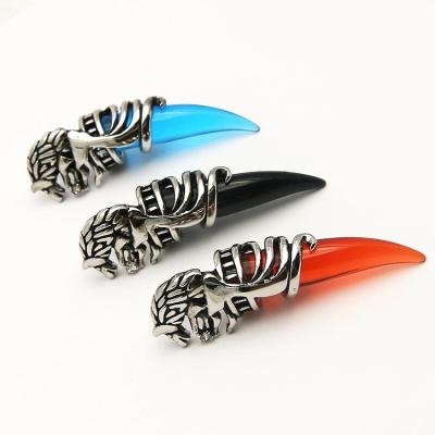 China BOHEMIA Men's Crystal Stainless Steel Wolf Tooth Necklace Pendant for sale