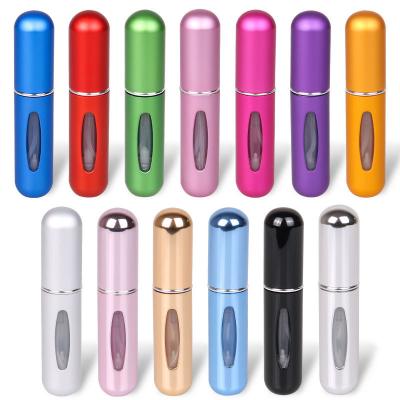 China 5ml Mini Travel Pocket Refillable Aluminum Empty Mini Atomizer Spray Aluminum Glass Perfume Bottle for sale