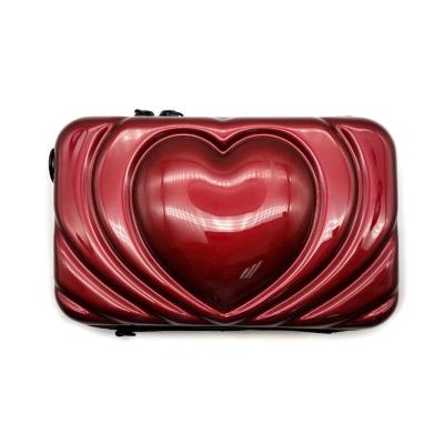 China Fashion Heart Shape Hard Shell Cosmetic Case Cross Makeup Handbag & Body Bag Mini Suitcase Purse Tiny Luggage Mini Carry On Wristlet for sale