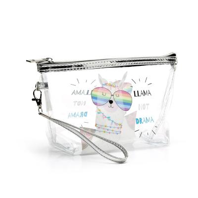 China With Custom Logo Printed PVC Zipper Custom Printing Hanging Waterproof Clear Makeup Bag Travel Toiletry Cosmetic Bag Large Capacity for sale