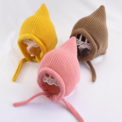 China Candy Color JOINT Elves Knitted Hat Scarf Baby Ear Flap Baby Cute Winter Kids Hat for sale