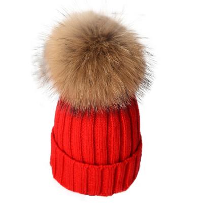 China Fashion COMMON Fur Balls For Hat Winter Warm Knitted Women Beanie Hat Raccoon Fur Pom Pom Ball Hats for sale