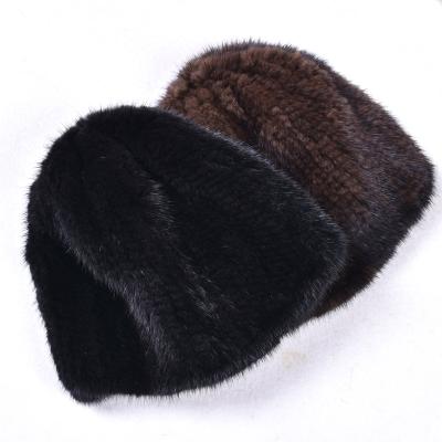 China Warm Knitted Women Mink Fur Hat High Quality White COMMON Fashion Fur Hats for sale