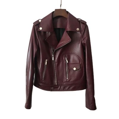 China Autumn Women New Motorcycle Genuine Leather Jackets Breathable Fur Jacket Women Sheep Skin Leather Jackets for sale