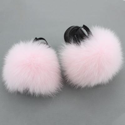 China Wholesale Lightweight Baby Hairy Fur Slides Slippers Light Pink Fur Slides For Girl Cute Pastel Fur Slippers for sale