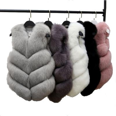 China Factory Wholesale Breathable Faux Fur Vest Women's Fox Fur Coat Sleeveless High Quality Faux Fur Vest Fluffy Lady for sale