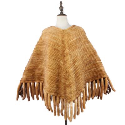 China Luxury Women Real Poncho Real Fashion Mink Fur Cape High Quality Fur Knitted Mink Fur Shawl for sale