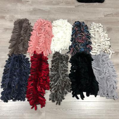 China Medium Wholesale Real Fur Tassel Scarf For Women Scarf 2020 New Arrival for sale