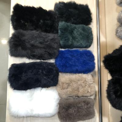 China Girls Square Winter Real Rabbit Fur Neck Scarf Warm Fur Headbands For Women for sale