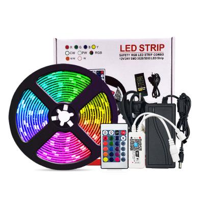 China Theme Park Led Strip Light DC 12v RGB Led Strip Light With Tuya 5050 20m Remote Controller And Wifi Controller For Home Decoration for sale