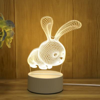 China Post Modern LED Night Light Lamp Base Customized Kids Room Usb Battery Pikachu 3D Illusion Acrylic Kids Anime Base Desk Table RGB for sale