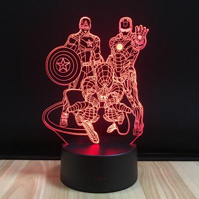 China Post-modern Hot Selling Marvel 3D Cartoon Character Night Acrylic Light Can Be Customized For Children's Gift Light for sale