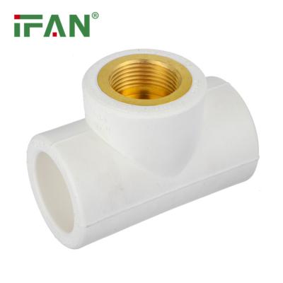 China IFANPLUS OEM Support White Color PPR Plumbing Accessories Pipe Fittings 20-110MM PPR Female Threaded Tee for sale