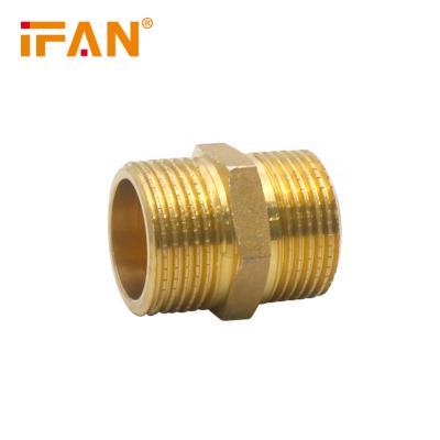 China IFAN Cheap High Quality Male Brass Nipple Hose Connector Copper Fitting Pipe Fitting for sale