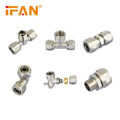 China IFANPLUS CE Certificate Manufacturers Brass Light Fitting 50 Years Warranty Brass Thread Fitting Male Tee for sale