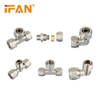 China IFANPLUS China Manufacturers OEM Support 15MM Tube Plumbing Tee Copper Fitting Brass Pipe Fittings for sale