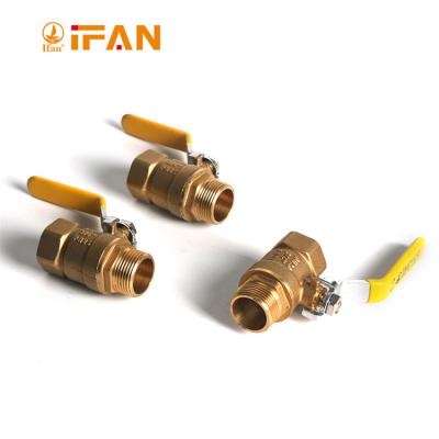 China Ifan Cw617 Copper Valve 1/2'' 3/4'' Water Supply Copper Ball Valve Long Handle brass gas ball valve for sale