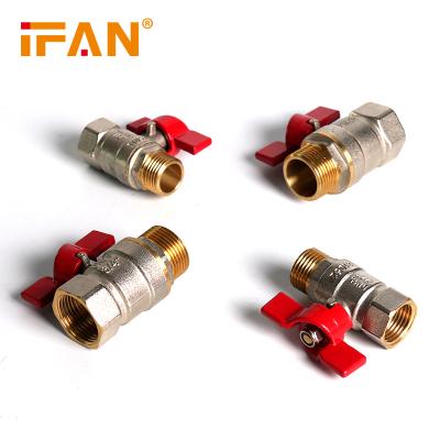 China IFAN Pro Press 4 Inch Female Male Thread Copper Ball Valve Price Butterfly Handle Brass Ball Valve Te koop