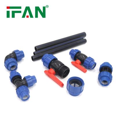 China IFAN Compression Drip Irrigation Water PP Pipes Plastic HDPE PE 100 Pipe Fittings for sale