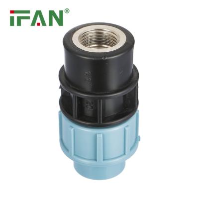 China IFAN Wholesale PP Compression Fittings Light Blue HDPE Female Socket With Brass For Farm Irrigation System Free Sample for sale