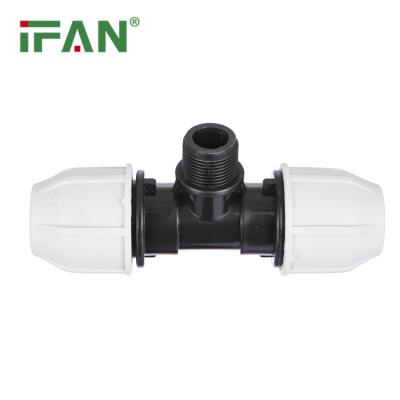 China Hot Sale IFAN Agriculture Irrigation HDPE White Pipe Fittings High Pressure Male TEE ODM OEM Support For Water Supply for sale