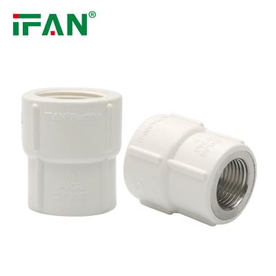 China IFAN Plumbing Material PVC Thread Fittings White Female Socket Stainless Steel Plastic Pipe PVC Piping Fittings for sale