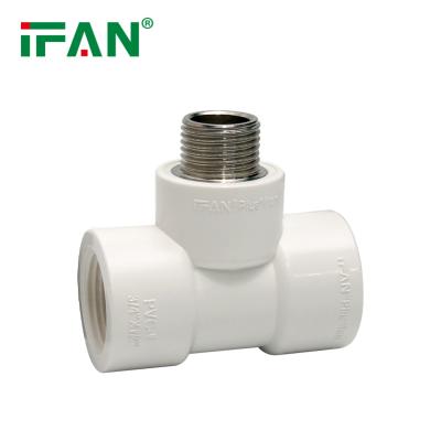 China IFAN PVC Thread Fittings Plumbing Material White Male Tee Stainless Steel Plastic Piping PVC Pipe Fittings for sale