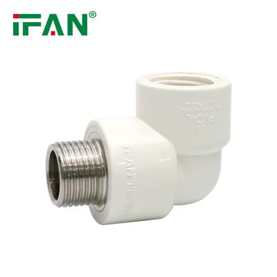 China IFAN PVC Thread Fittings Plumbing Material White Male Elbow Stainless Steel Plastic Piping PVC Pipe Fittings for sale