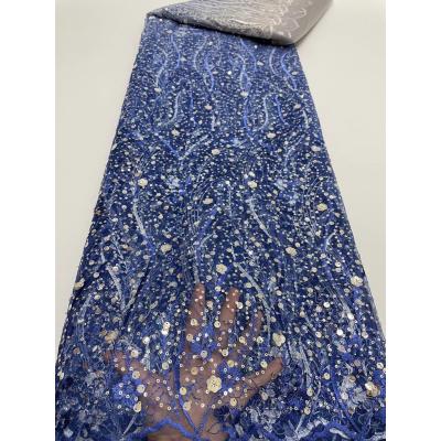 China Who respects the environment; Viable Luxury Beaded Sequined Lace Fabric Sequin Tulle Lace Fabric With Silver Paillette For Shade Dress for sale