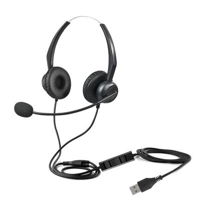 China Hit USB Call Center Comfortable Wearing Stereo Headset Wired Noise Canceling Headphones With Mic And Volume Control For Office Conference for sale