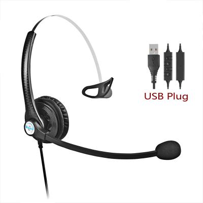 China Best Selling Comfortable Wearing Call Center Mono Wired Headsets Noise Cancel Earphone USB Auriculares Scam Microfono Para Computer/PC for sale