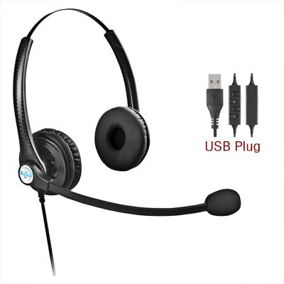 China Comfortable Wearing Best Selling Stereo Cable Noise Canceling Earphone Call Center Headset USB Headset with Microphone for Office Conference for sale