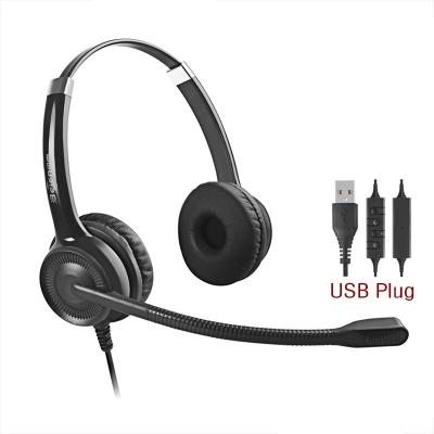 China Comfortable Wearing Success Wired Stereo USB Call Center Headset Noise Canceling Laptop Earphones With Mic And Mute Control For Desktop Computer for sale