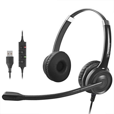 China Comfortable Wearing High Quality Earphone Wired Office Headset Noise Canceling Auriculares USB With Mic And Control Button For Online Class for sale