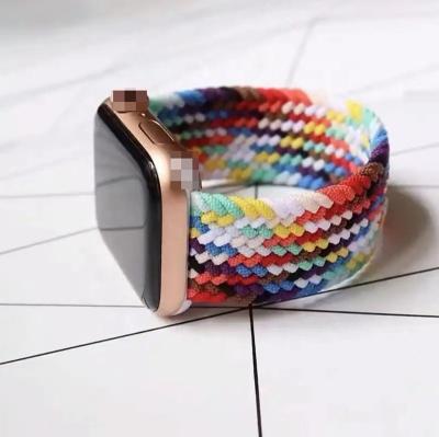 China Weave 42mm 44mm Rainbow Weave Watch Band Strap For Apple Watch Band 7 6 Series for sale