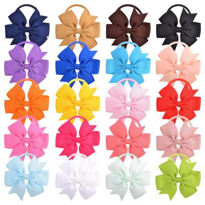 China Hair accessories 20PCS Baby Girls Hair Bows Ties 3.3 inch Grosgrain Ribbon Bows Elastic Hair Ties Ponytail Holders for Toddlers Kids Children Tee for sale