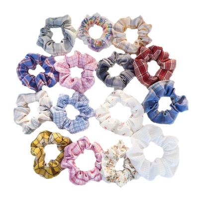 China Ladies' Hair Decoration Top Quality Floral Plaid Solid Color Scrunchies Elastic Hair Ties Hair Accessories for Women and Girls for sale