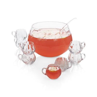 China Viable Wholesale Opal 10-Piece Punch Bowl Set Clear Glass Pumpkin Punch Set With Spoon for sale