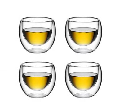 China High Quality Double Wall Borosilicate Coffee Tea or Glass Stocked Glass Set of 4 for sale