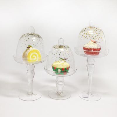 China Small Viable Custom Decorative Mini Dessert Cake Dome Glass With Pedestal for sale