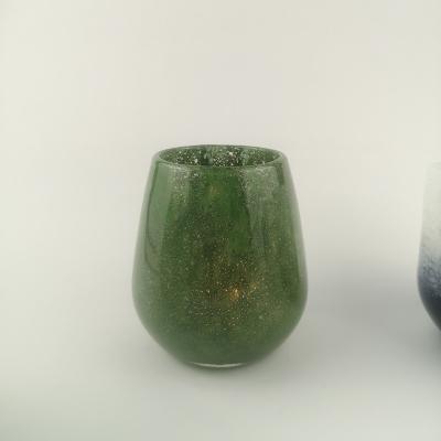 China Custom Dark Green Colorful Home Decoration Tumbler Glass Candle Holder Mug For Tealight Or Candle Making for sale