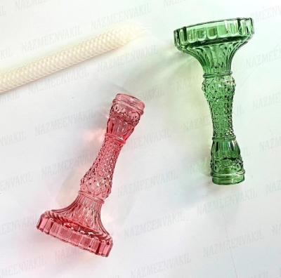 China Home Decoration Retro Colorful Tapered Glass Candlestick Candle Holders for sale