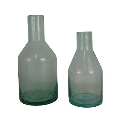 China Modern Country Decor Recycle Green Crystal Glass Vases With Bubble Clear Effect for sale