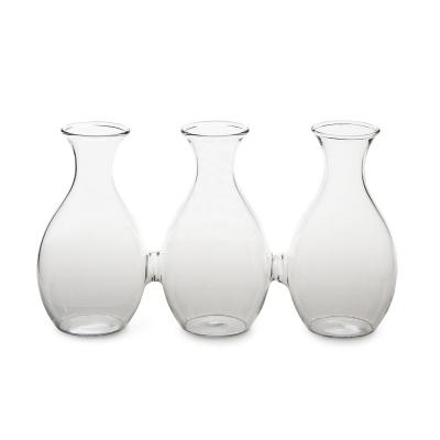 China Minimalist Mini Clear Glass Bud Conjoined Vase for Art Floral Arrangements for sale