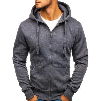 China New Fashion Anti-wrinkle Gray Jumper Men Blank Full Face Logo Zipper Custom Wholesale Custom Hoodies for sale