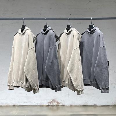 China Wholesale Viable Washable Oversized Acid White Heavyweight Cotton 100% Vintage Single Hoodie Men for sale