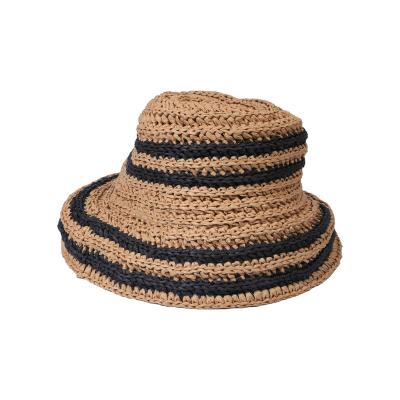 China Wholesale Lightweight Custom Displacement Natural Raffia Straw Hat Sun Visor Beach Fedora Hats For Women for sale