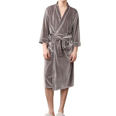 China Long QUICK DRY Luxury Hotel V-Neck Pleuche Cardigan Bathrobes for Men and Women Men's Bathrobe for sale