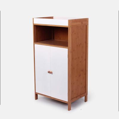 China 2021 New Modern Storage Shelves Bamboo Wood Storage Cabinet for sale